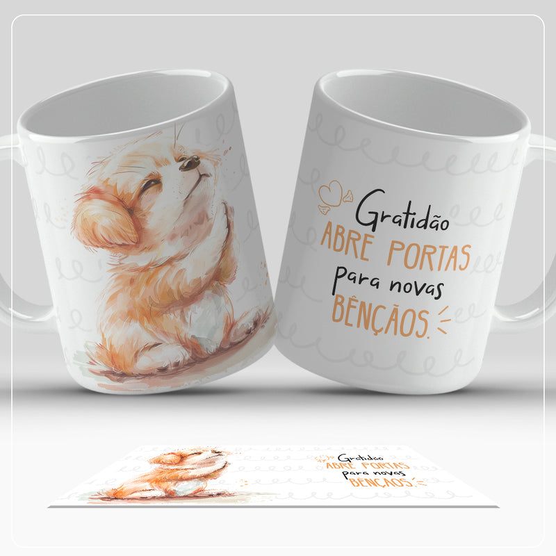 Caneca - Gratidão abre portas para novas bênçãos