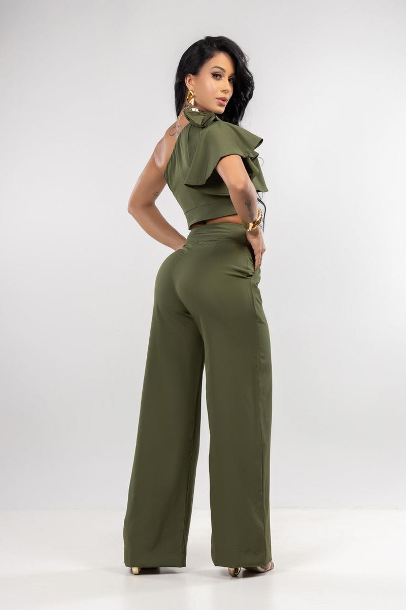 CONJ CALCA E BLUSA NULA MANGA COM LACO